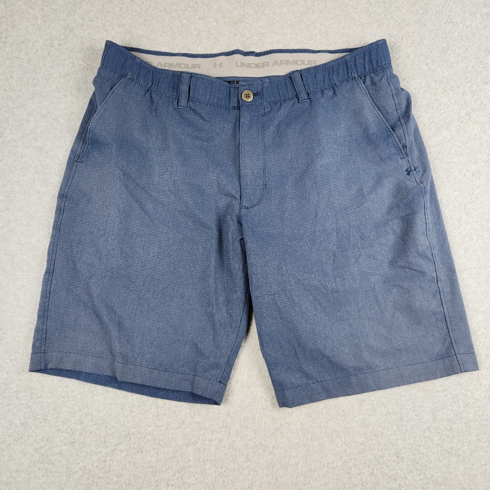 Under Armour Golf Shorts Mens 38 Blue Micro Stripe Performance Stretch Outdoor